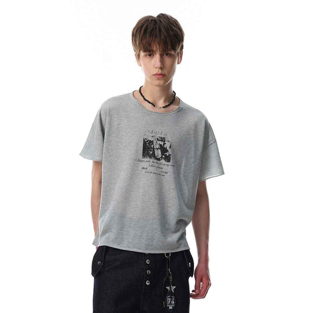 Animal hunting dog printed short sleeved t-shirt