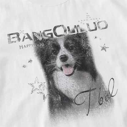 Dog animal print short sleeved t-shirt