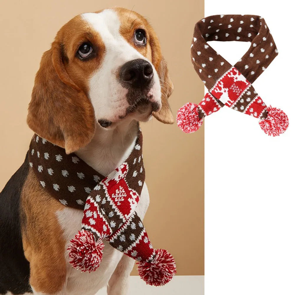 Knitted Christmas Pet Scarf – Cozy Winter Scarf for Dogs & Cats (S/M/L)