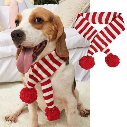 Knitted Christmas Pet Scarf – Cozy Winter Scarf for Dogs & Cats (S/M/L)