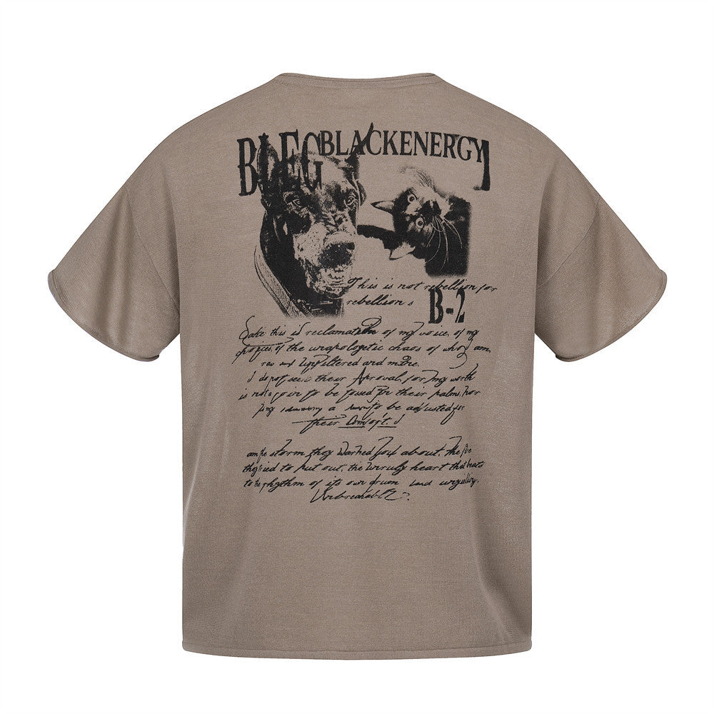 Animal hunting dog printed short sleeved t-shirt