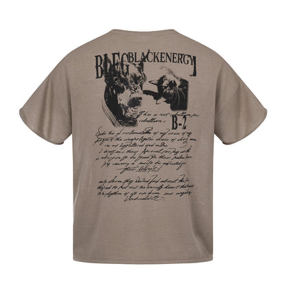 Animal hunting dog printed short sleeved t-shirt