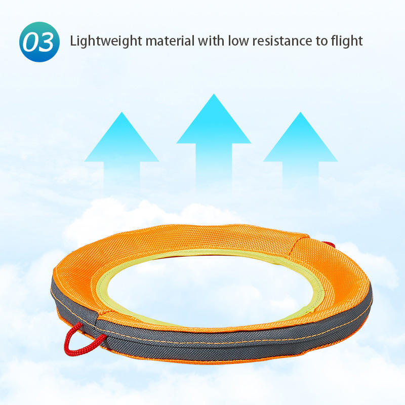 Interactive communication and retrieval of pet training dog frisbee with linen hollowed out frisbee