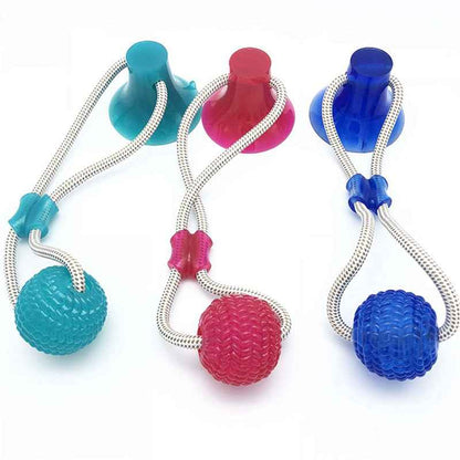 Interactive fun Pet toy with suction cup dog push toy with TPR ball Pet Tooth Cleaning,Chewing,Playing, IQ Treat Ball Puppy Toys