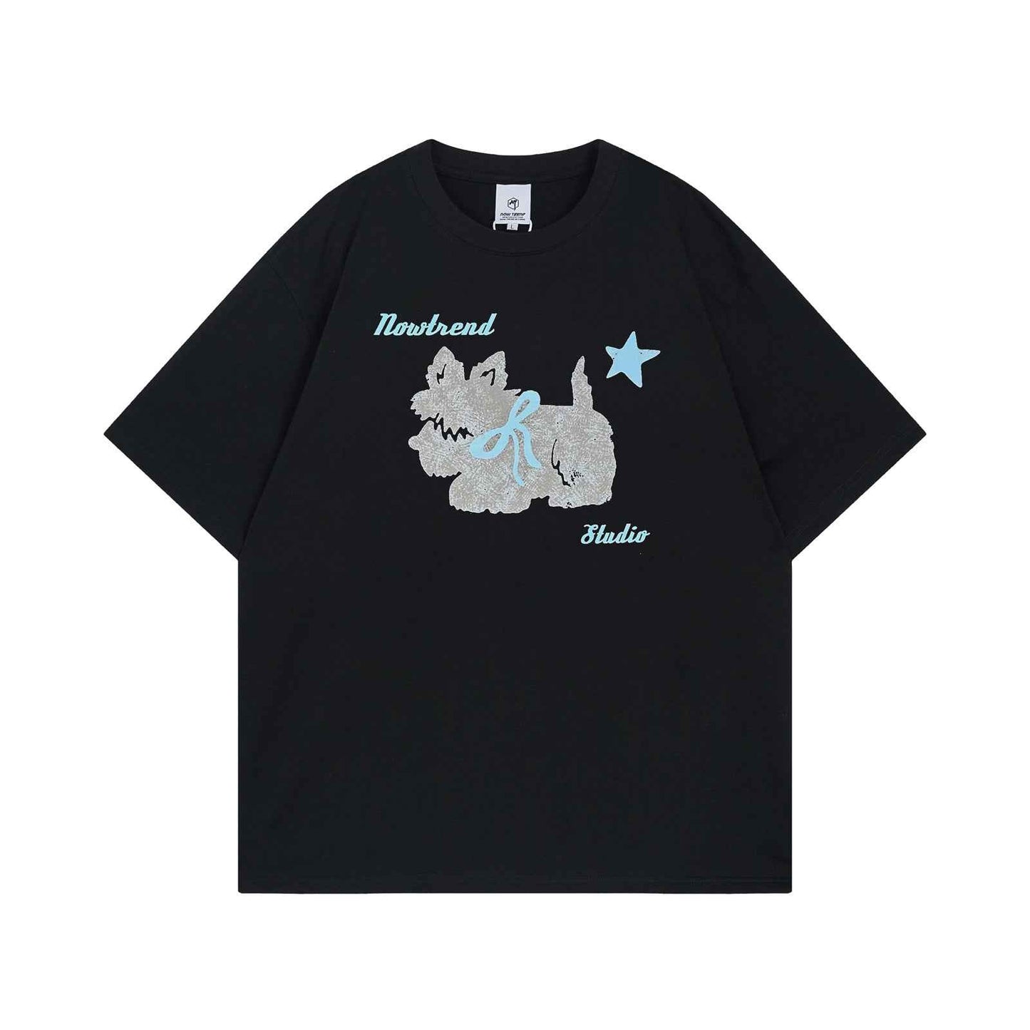 Fun Animal Letter Print Short Sleeve T-Shirt Men's Summer  Loose Casual Versatile Couple Top