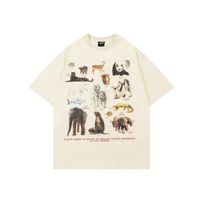 Casual Loose Fitted Animal Print Short Sleeve T-Shirt