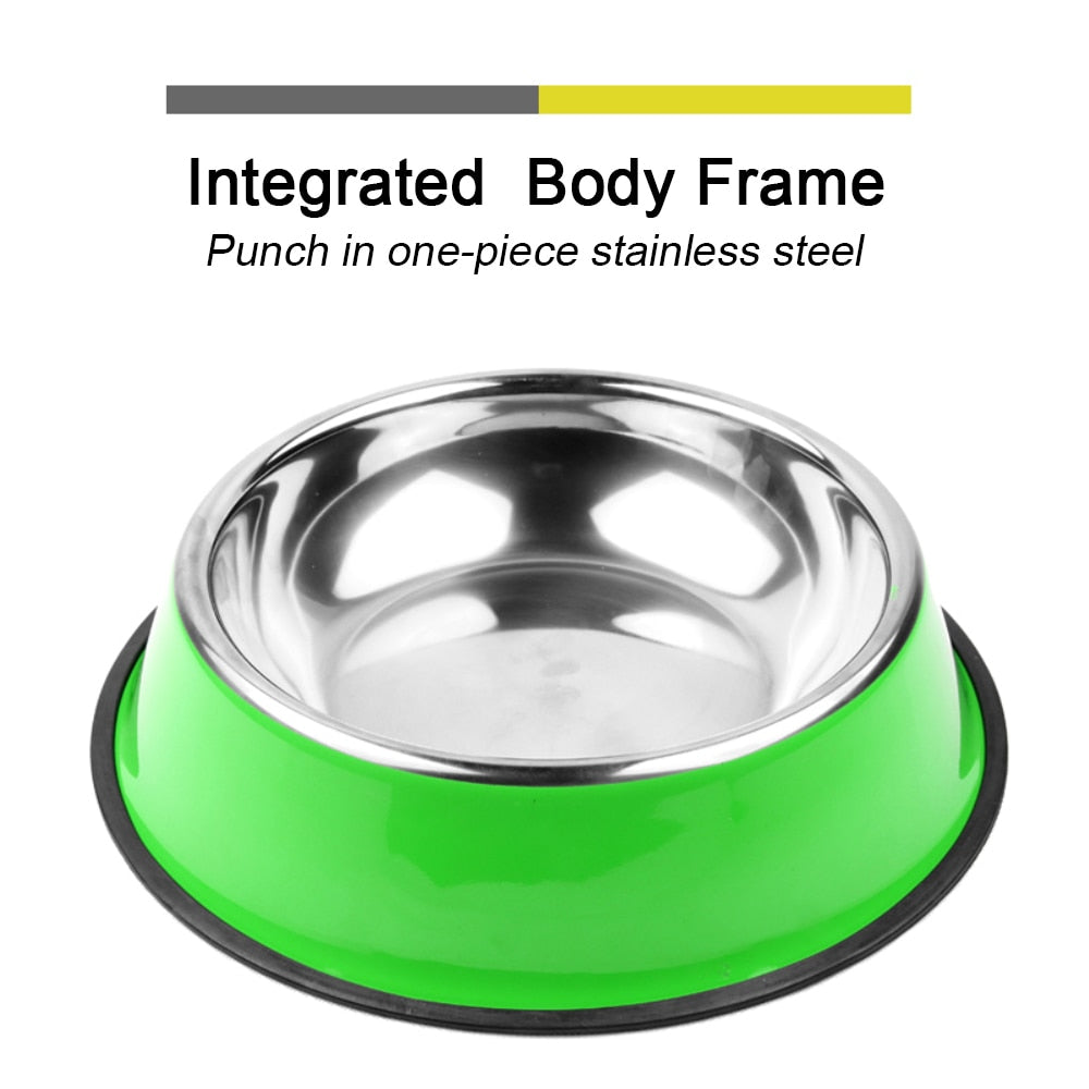 Stainless Steel Color Spray Paint Pet Dog Bowls Puppy Cats Food Drink Water Feeder Pets Supplies Non slip Feeding Dishes