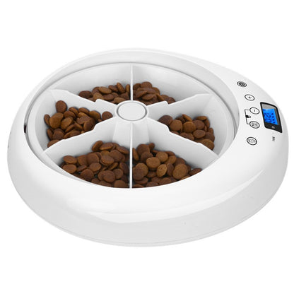 New Automatic Pet Feeder Intelligent Feeding 6-Meal Timing And Quantitative Led Blue Light Display Anti Pinch Foot