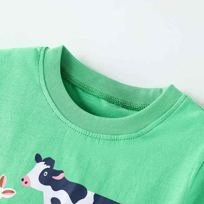 Style Animal Print Short Sleeve Round Neck Children's T-Shirt