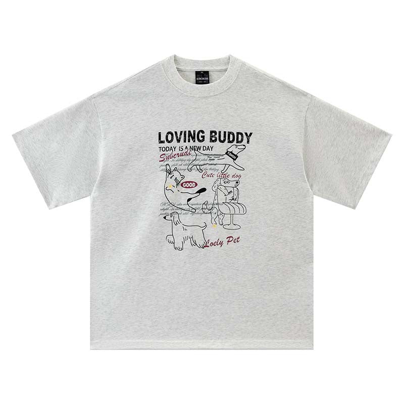 Animal letter printed short sleeved t-shirt