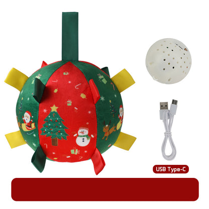 Christmas style dog toy ball outdoor sports ball self fun grinding plush ball small and medium-sized dog training pet toy