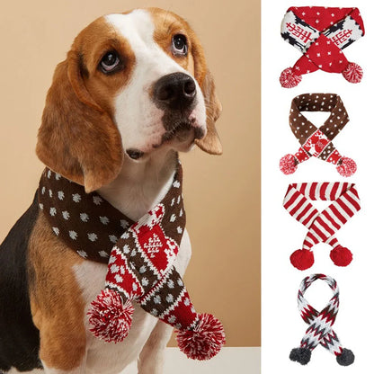 Knitted Christmas Pet Scarf – Cozy Winter Scarf for Dogs & Cats (S/M/L)