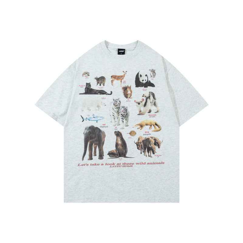 Casual Loose Fitted Animal Print Short Sleeve T-Shirt