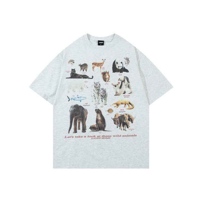Casual Loose Fitted Animal Print Short Sleeve T-Shirt