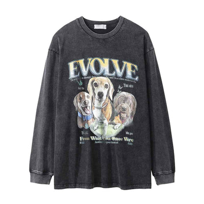 Animal dog printed long sleeved t-shirt