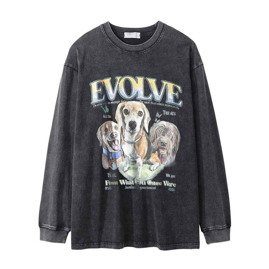 Animal dog printed long sleeved t-shirt