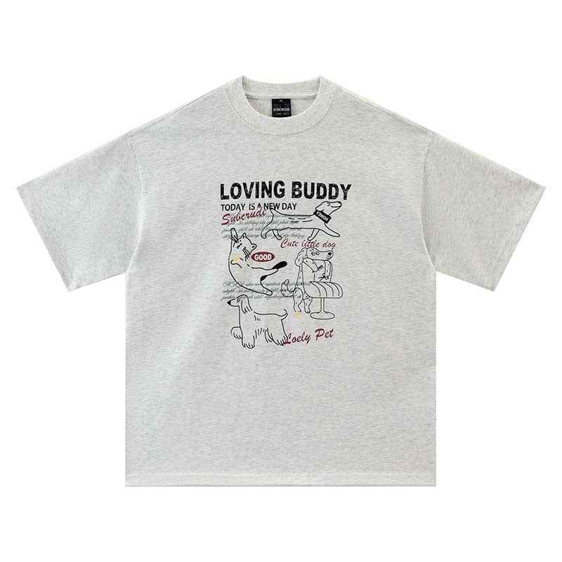 Animal letter printed short sleeved t-shirt