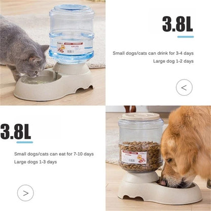 Upgrade Wheat Straw Large Capacity 3.8L Pet Feeder Automatic Water Feeding Dog Basin Pet Bowl