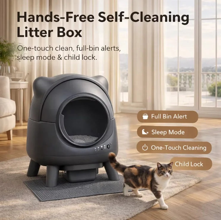 Automatic Smart Cat Litter Box – Odor Control, App Control, 50L Inner Space