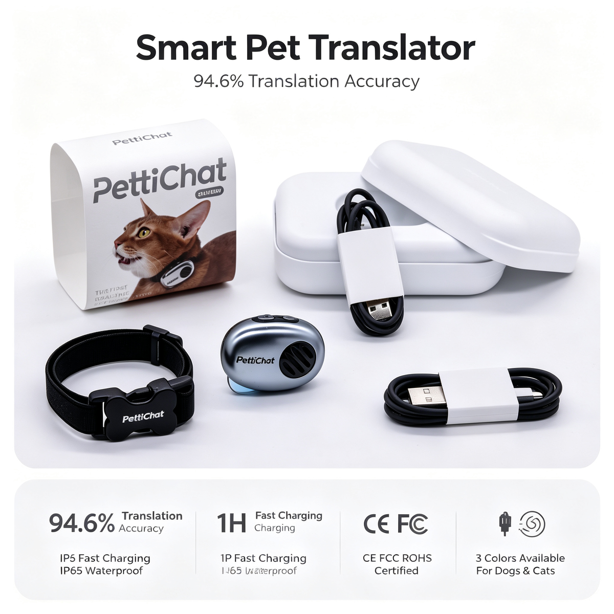 AI Pet Language Translator for Dogs & Cats – GPS, 4G, IP65