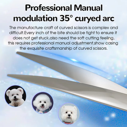 Yijiang Professional 7.5/8/9.0 Inch Pet Grooming Scissors Set of 4 Straight Curved Thinner Chunker Blender Scissors Set