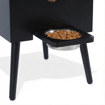 Luxury Cherry Wood Pet Food Dispenser | Handmade Dog Feeder Cabinet | Vintage Home Style Pet Supply
