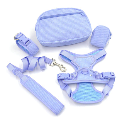 Corduroy Dog Harness, Collar & Leash Set – Padded Comfort Walking & Training Set