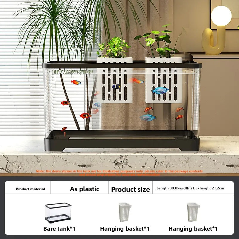 Desktop Ecology Fish Tank – Transparent LED Aquarium with Oxygen & Energy Saving Design