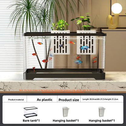Desktop Ecology Fish Tank – Transparent LED Aquarium with Oxygen & Energy Saving Design