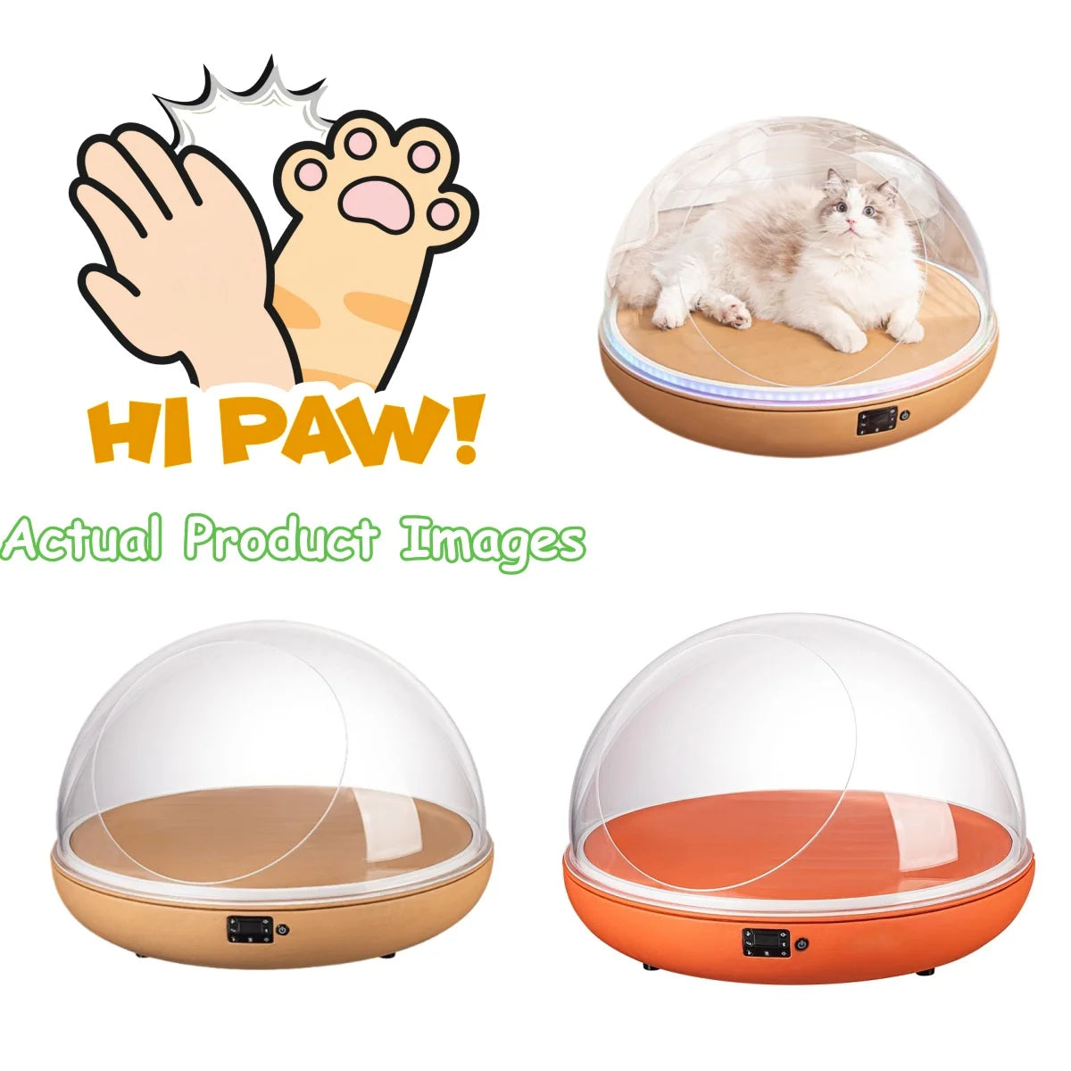 HI PAW Luxury Round Pet Bed – Soft Heated/Cooling Fleece Cushion for Cats & Dogs