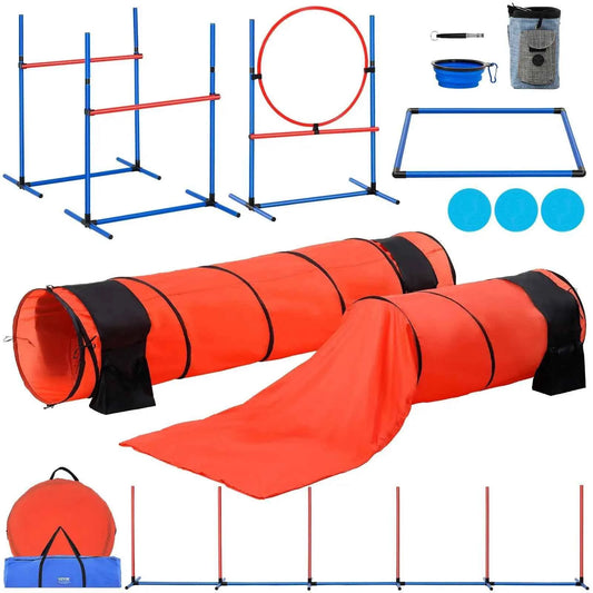 DB Wholesale 7 PCS Dog Agility Training Equipment Set Custom Weight Including Hurdles 2 Tunnels & Ring Made From Cloth Plastic S