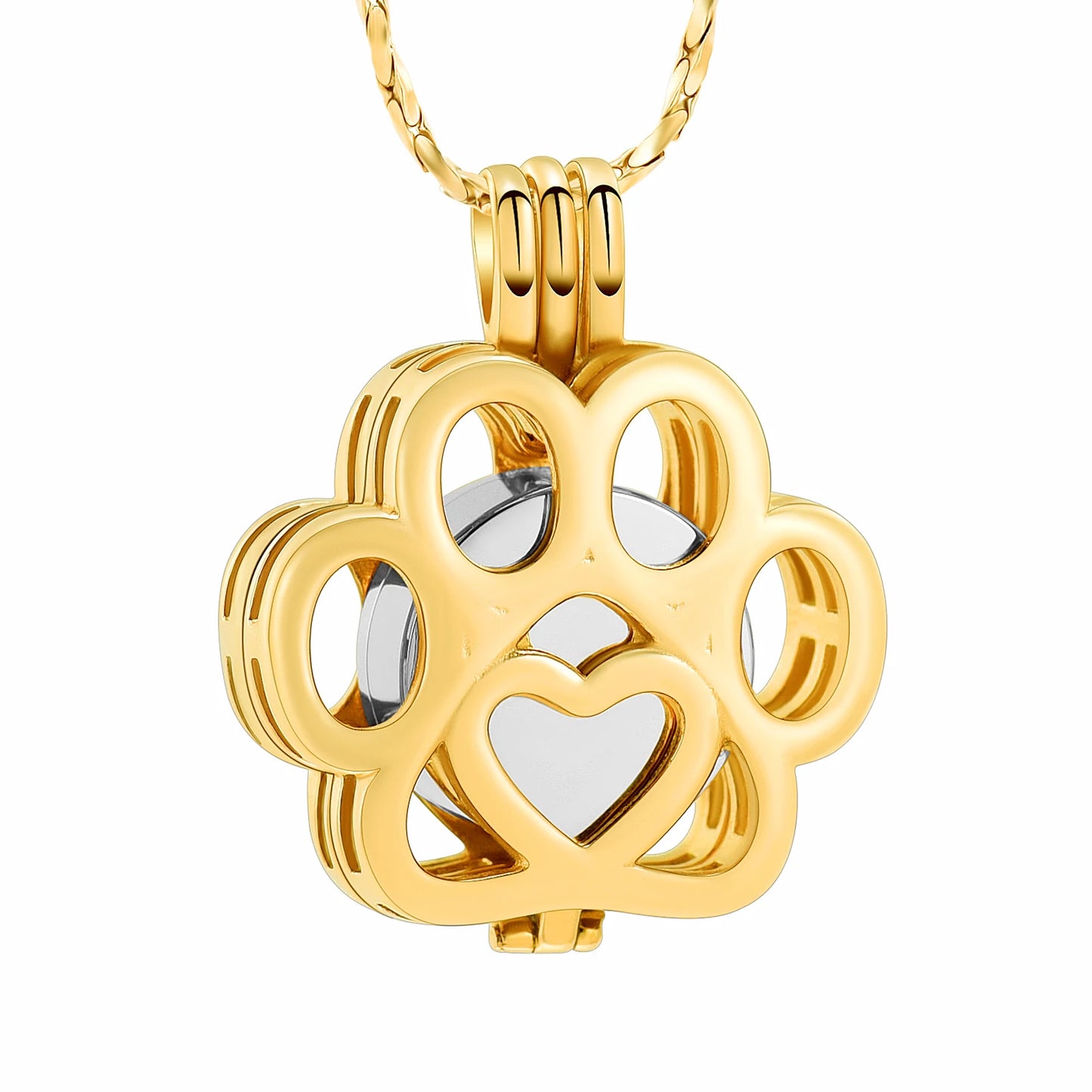 Pet Cremation Jewelry for Ashes – Stainless Steel Dog & Cat Paw Memorial Urn Necklace