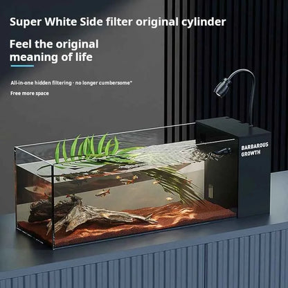 Ultra‑White Glass Desktop Aquarium – 220V Modern Rectangular Fish Tank