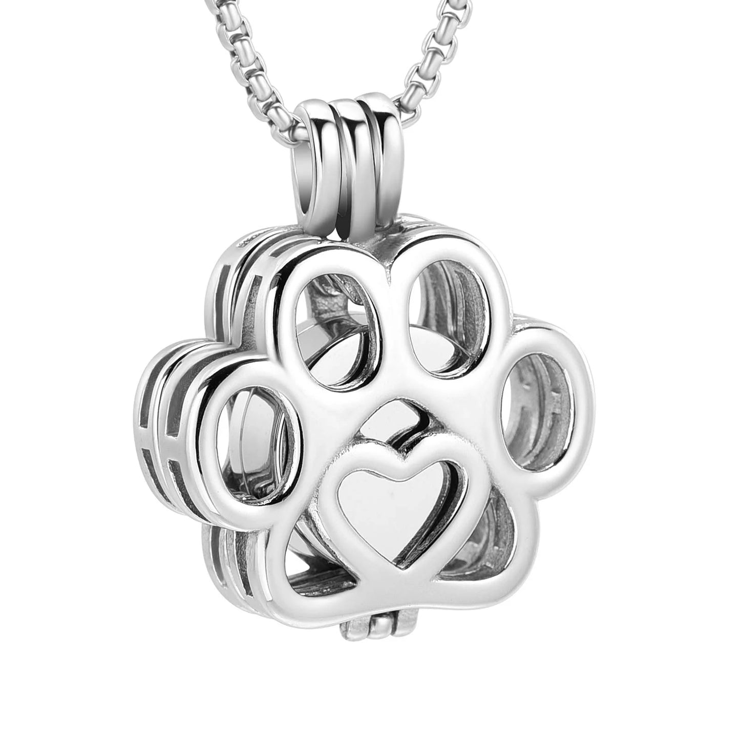 Pet Cremation Jewelry for Ashes – Stainless Steel Dog & Cat Paw Memorial Urn Necklace