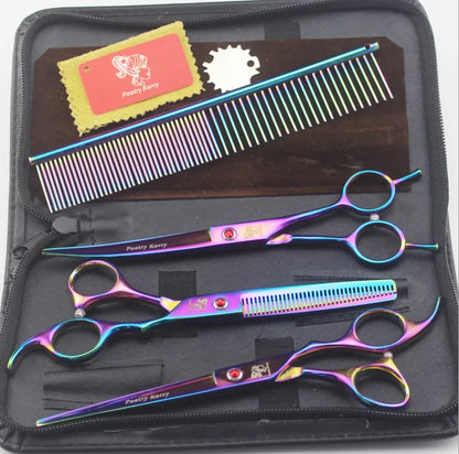 7.0 Inch Rainbow Shaped Scissors Pet Grooming Dense Tooth Scissors Set Pet Cleaning & Grooming Products Grooming Tools PTS-006