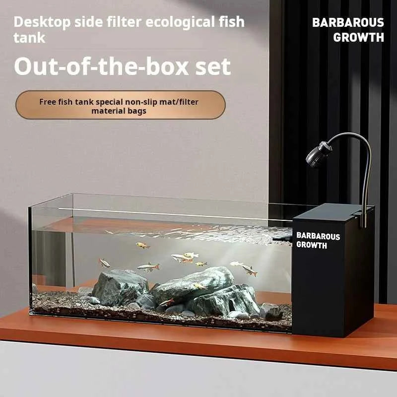 Ultra‑White Glass Desktop Aquarium – 220V Modern Rectangular Fish Tank