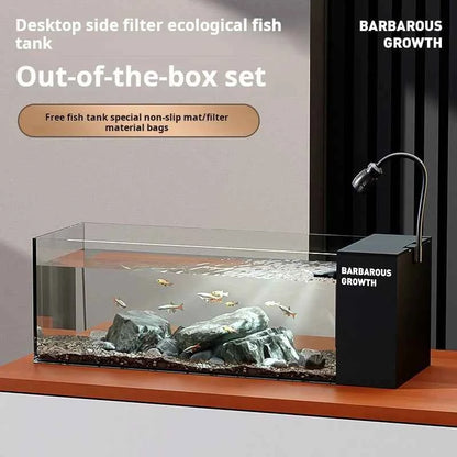Ultra‑White Glass Desktop Aquarium – 220V Modern Rectangular Fish Tank