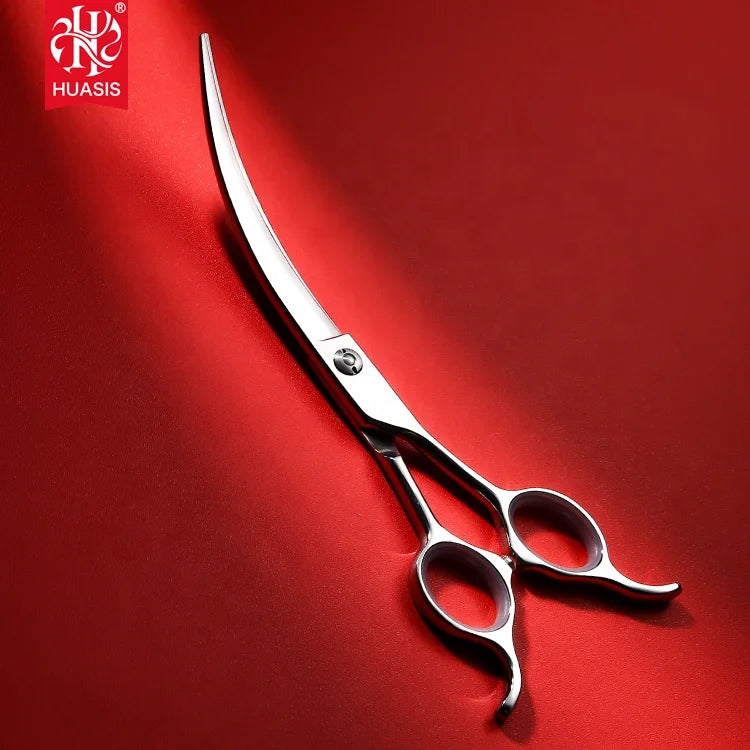 HUASIS 7 Inch New Fashion SUS440C Professional Pet Grooming Super Curved Scissors