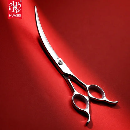 HUASIS 7 Inch New Fashion SUS440C Professional Pet Grooming Super Curved Scissors