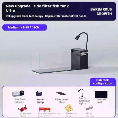 Ultra‑White Glass Desktop Aquarium – 220V Modern Rectangular Fish Tank
