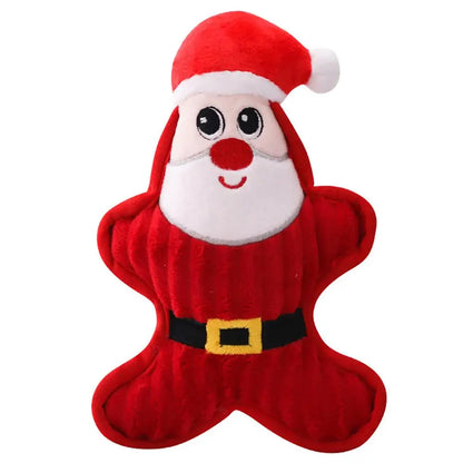 Christmas Plush Squeaker Dog Toy with Rope – Santa, Snowman & Elk Chew Toys