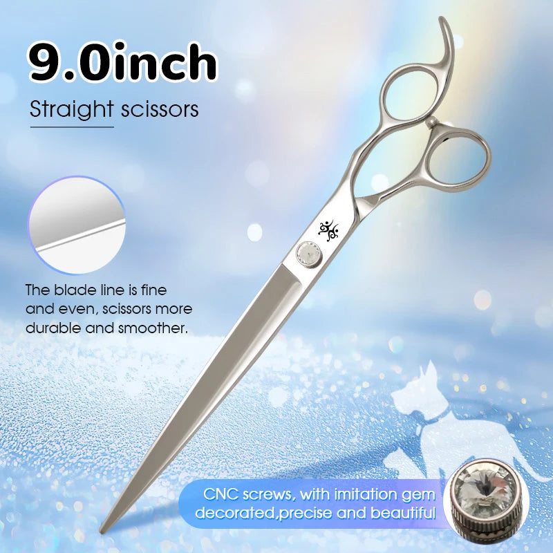 Yijiang Professional 7.5/8/9.0 Inch Pet Grooming Scissors Set of 4 Straight Curved Thinner Chunker Blender Scissors Set