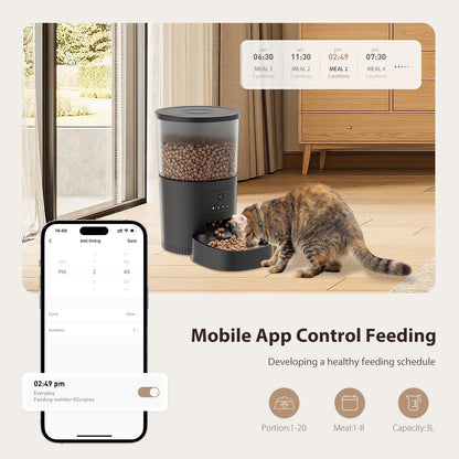 Tuya Dog Cat Smart Pet Feeder Wi-Fi Mobile Phone App Remote Control Microchip Automatic Cat Feeder With 3L
