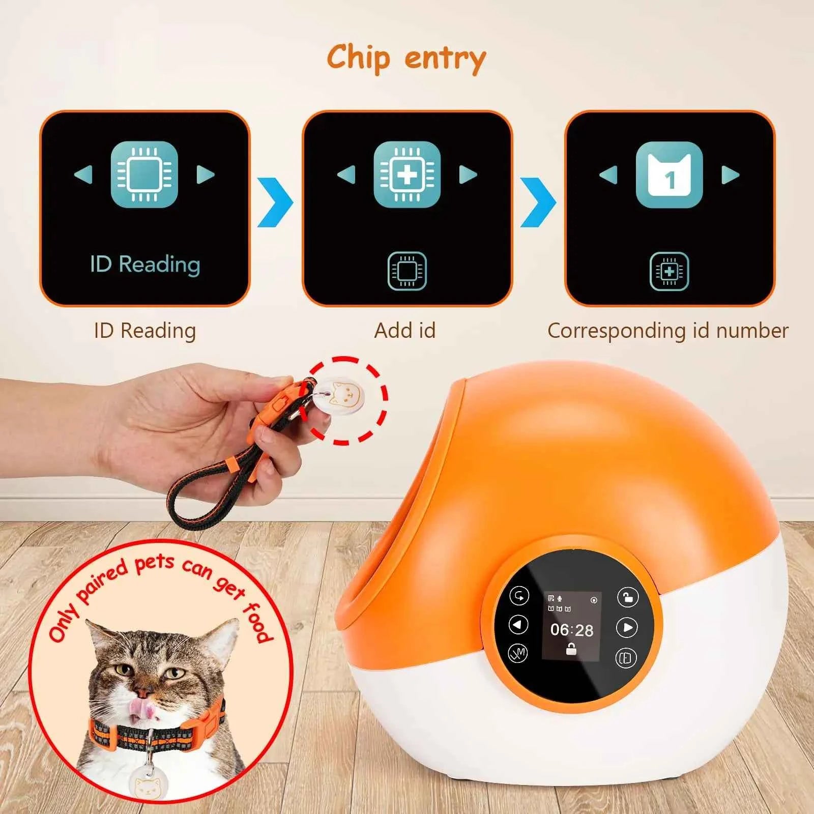 Smart RFID Microchip Pet Feeder with Portion Control & Scheduled Feeding