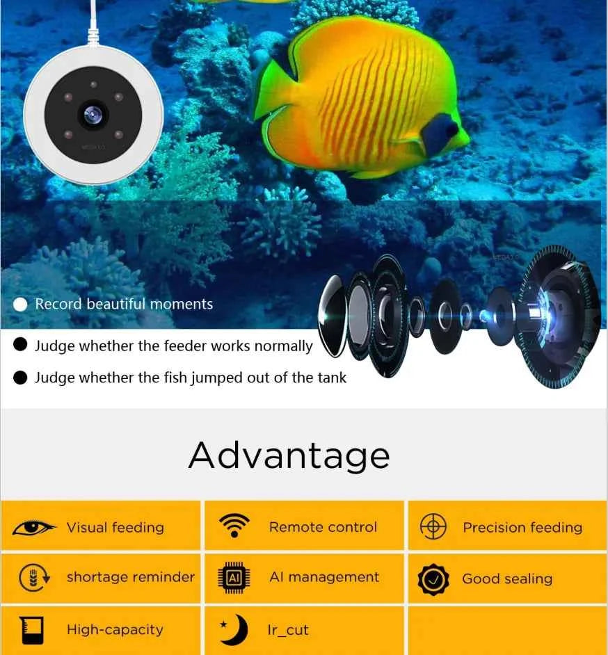 Smart Visual Fish Feeder with 4MP Camera – Dual‑Band WiFi Remote Control