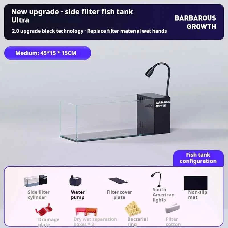 Ultra‑White Glass Desktop Aquarium – 220V Modern Rectangular Fish Tank