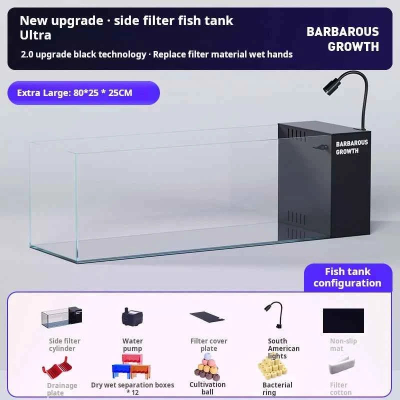 Ultra‑White Glass Desktop Aquarium – 220V Modern Rectangular Fish Tank