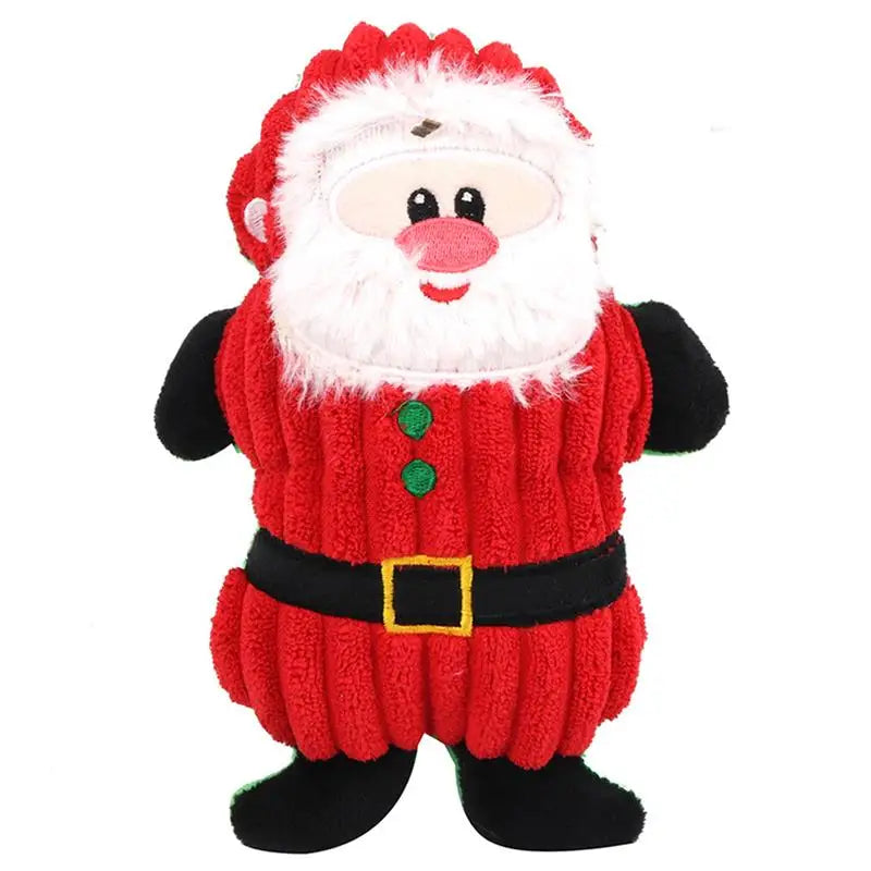 Christmas Plush Squeaker Dog Toy with Rope – Santa, Snowman & Elk Chew Toys