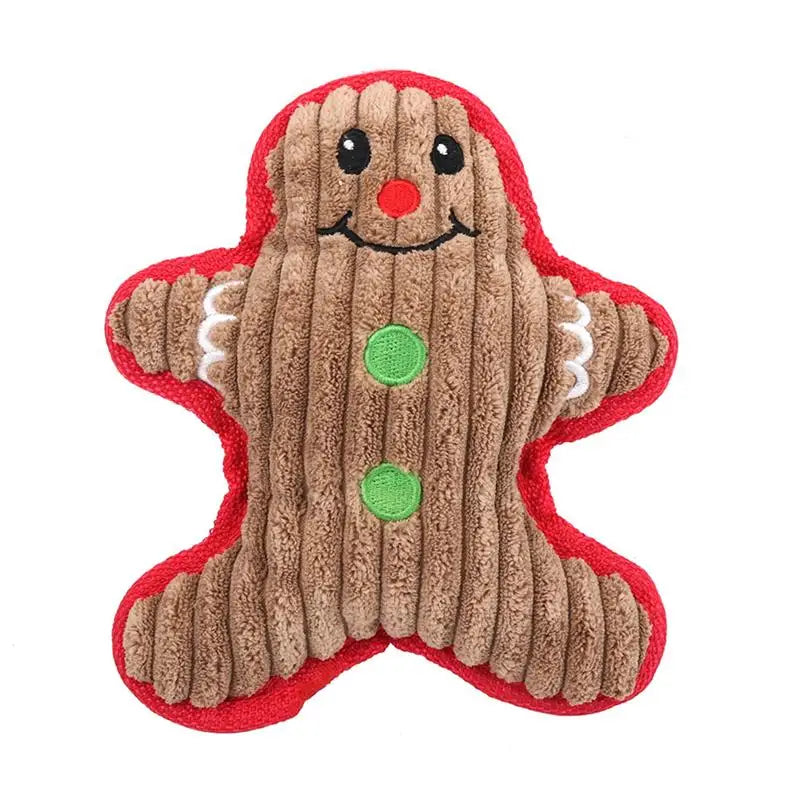 Christmas Plush Squeaker Dog Toy with Rope – Santa, Snowman & Elk Chew Toys