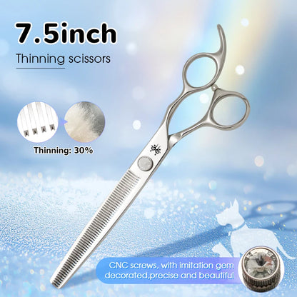 Yijiang Professional 7.5/8/9.0 Inch Pet Grooming Scissors Set of 4 Straight Curved Thinner Chunker Blender Scissors Set